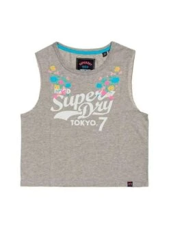 T-Shirt Superdry Tokyo Floral Gris Femme