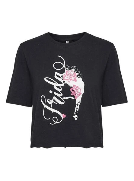 T-Shirt Only Frida Kahlo Life Noire Pour Femme