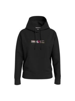 Sweat Tommy Jeans Linear Overlay Noire Femme