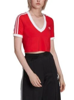 T-Shirt Adidas Cropped Rouge Pour Femme