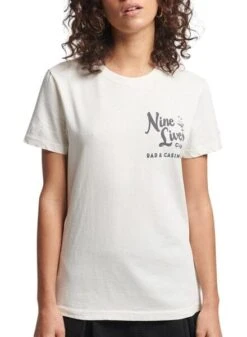 T-Shirt Superdry Vintage Lines Blanc Pour Femme