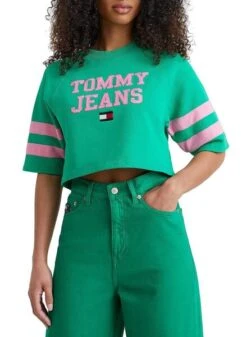 Sweat Tommy Jeans ABO POP Vert Pour Femme