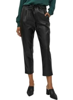 Pantalon Vila Vinille Similicuir Pour Femme Noire