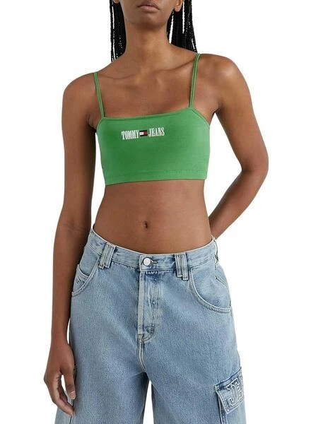 Top Tommy Jeans Ultra Crop Vert Pour Femme