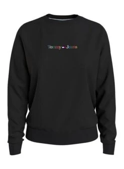 Sweat Tommy Jeans Linear Serif Noire Femme