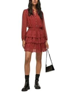 Robe Pepe Jeans Delia Flores Pour Femme Rouge