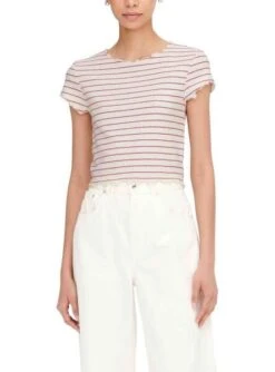 T-Shirt Only Anits Rose Et Blanc Pour Femme
