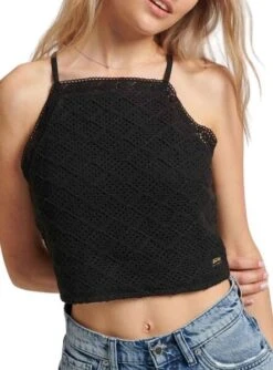 Top Superdry Crochet Noire Pour Femme