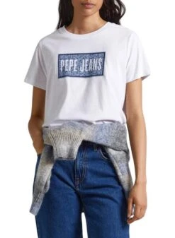 T-Shirt Pepe Jeans Cat Blanc Pour Femme