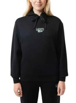 Sweat Lacoste Jogger Capuche Noire Pour Femme