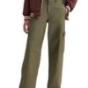 Pantalon Levis Cargo Baggy Vert Pour Femme