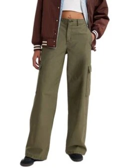 Pantalon Levis Cargo Baggy Vert Pour Femme