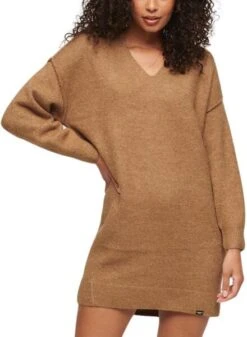 Robe Superdry V Neck Knit Brun Pour Femme