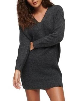 Robe Superdry V Neck Knit Gris Pour Femme