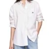 Chemise Tommy Jeans Badge Boyfriend Blanc Femme