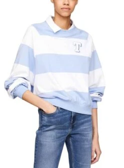 Sweat à Capuche Tommy Jeans Letterman Bleu Pour Femme