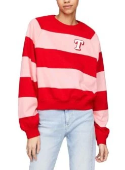 Sudadera Tommy Jeans Letterman Rouge Pour Femme