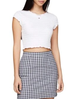 Chemise Tommy Jeans Slim Smock Blanc Pour Femme