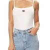 Maillot Tommy Jeans Badge Rib Blanc Pour Femme.