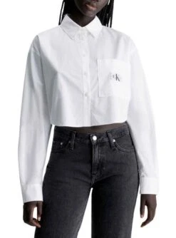 Chemise Calvin Klein Cropped Blanc Pour Femme