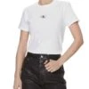 T-Shirt Calvin Klein Tissé Label Blanc Femme