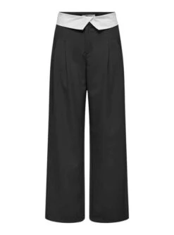 Pantalon Only Diane Fold Down Noire Pour Femme