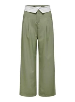 Pantalon Only Diane Fold Down Vert Pour Femme