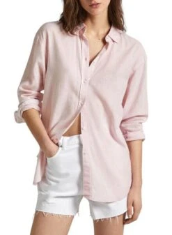 Chemise Pepe Jeans Philly En Lin Rose Pour Femme