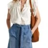 Blouse Pepe Jeans Dakota Plissée Beige Pour Femme