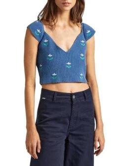 Top Pepe Jeans Greer Bleu Pour Femme