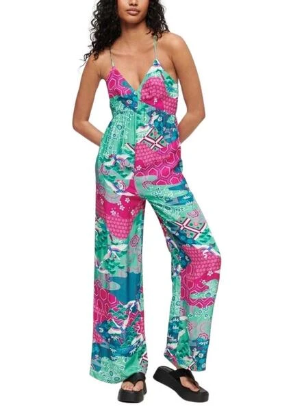 Combinaison De Soirée Superdry Cami Turquoise Et Rose Pour Femme