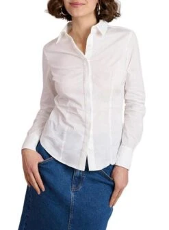 Chemise Naf Naf Ă Rabat Blanc Pour Femme