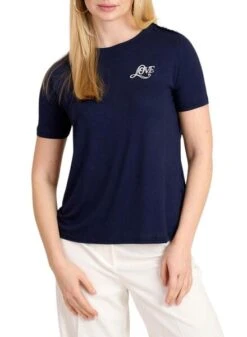 Camiseta Naf Naf Love Bleu Marin Pour Femme
