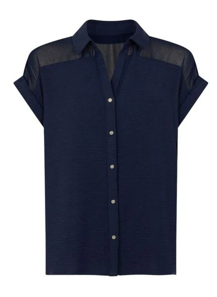 Chemise Naf Naf Semi-transparente Marine Pour Femme – Image 2