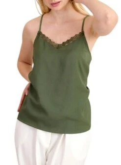 Camiseta De Encaje Verde Para Mujer De Top Naf Naf.