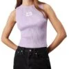 Top Calvin Klein Jeans Étiquette Tissée Violette Pour Femme